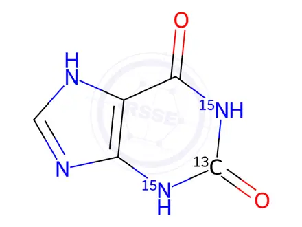 Chemical structure of Xanthine-13C15N2