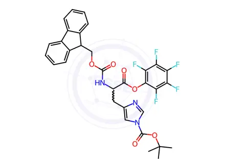 Chemical structure of Fmoc-His(Boc)-OPfp