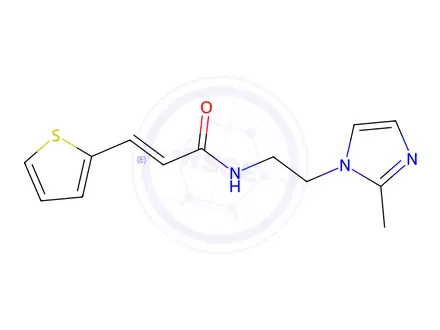 Chemical structure of (E)-N-(2-(2-Methyl-1H-imidazol-1-yl)ethyl)-3-(thiophen-2-yl)acrylamide