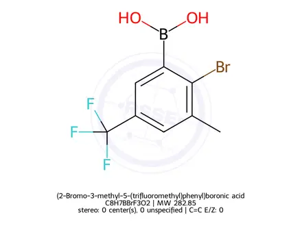 Chemical structure of (2-Bromo-3-methyl-5-(trifluoromethyl)phenyl)boronic acid