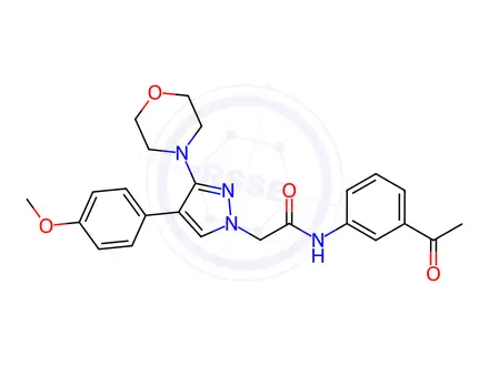 Chemical structure of N-(3-acetylphenyl)-2-[4-(4-methoxyphenyl)-3-morpholin-4-ylpyrazol-1-yl]acetamide
