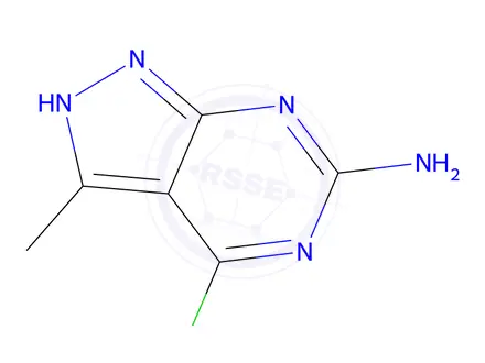 Chemical structure of 4-Chloro-3-methyl-1H-pyrazolo[3,4-d]pyrimidin-6-amine