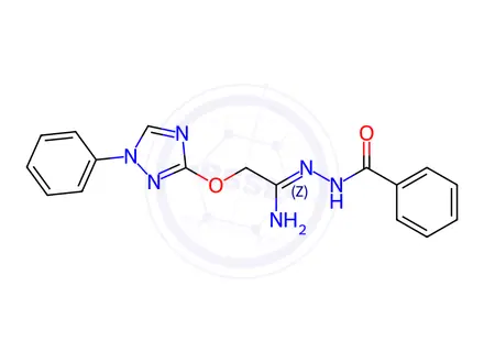 Chemical structure of N'-{2-[(1-phenyl-1H-1,2,4-triazol-3-yl)oxy]ethanimidoyl}benzohydrazide