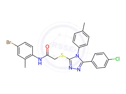 Chemical structure of N-(4-Bromo-2-methylphenyl)-2-((5-(4-chlorophenyl)-4-(p-tolyl)-4H-1,2,4-triazol-3-yl)thio)acetamide