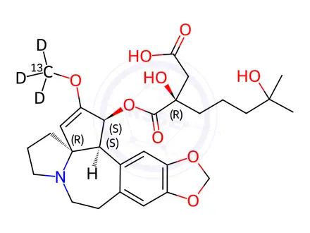 Chemical structure of 4'-Demethyl Homoharringtonine-13C,d3