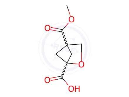 Chemical structure of 2-Oxabicyclo[2.1.1]hexane-1,4-dicarboxylic acid, 4-methyl ester