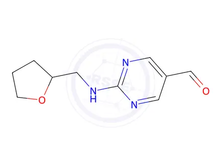 Chemical structure of 2-(((Tetrahydrofuran-2-yl)methyl)amino)pyrimidine-5-carbaldehyde