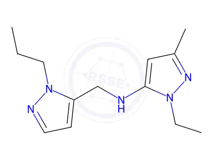 Chemical structure of 1-ethyl-3-methyl-N-[(1-propyl-1H-pyrazol-5-yl)methyl]-1H-pyrazol-5-amine