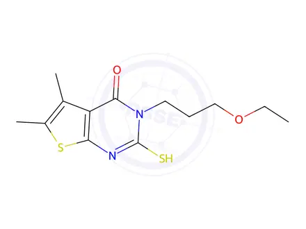 Chemical structure of 3-(3-Ethoxypropyl)-5,6-dimethyl-2-sulfanyl-3H,4H-thieno[2,3-d]pyrimidin-4-one