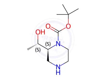 Chemical structure of 1,1-Dimethylethyl (2S)-2-[(1S)-1-hydroxyethyl]-1-piperazinecarboxylate