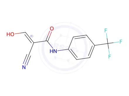 Chemical structure of (E)-2-cyano-3-hydroxy-N-(4-(trifluoromethyl)phenyl)acrylamide