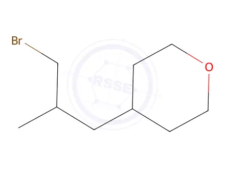 Chemical structure of 4-(3-Bromo-2-methylpropyl)tetrahydro-2h-pyran