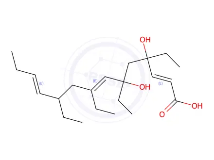 Chemical structure of 4,6-dihydroxy-4,6,8,10-tetraethyltetradec-2,7,11-trienoic acid