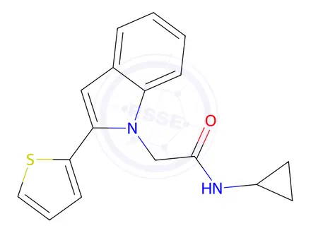 Chemical structure of N-​Cyclopropyl-​2-​(2-​thienyl)​-1H-​pyrrolo[2,​3-​b]​pyridine-​1-​acetamide