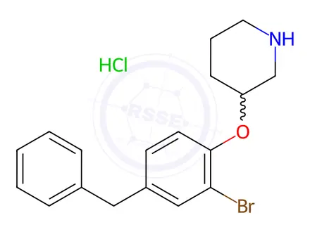 Chemical structure of 3-(4-Benzyl-2-bromophenoxy)piperidine hydrochloride