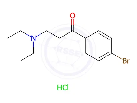 Chemical structure of 1-Propanone, 1-(4-bromophenyl)-3-(diethylamino)-, hydrochloride (1:1)