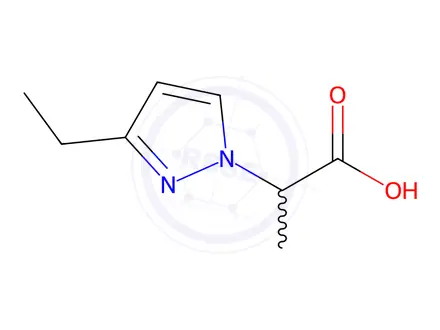 Chemical structure of 2-(3-ethyl-1H-pyrazol-1-yl)propanoic acid