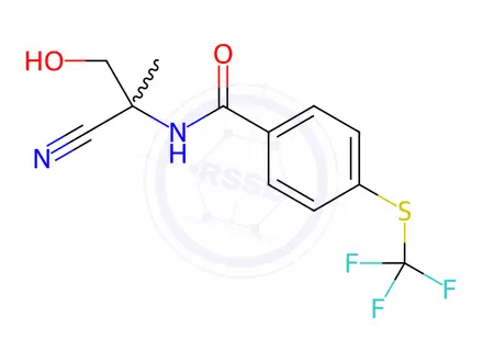 Chemical structure of N-(1-Cyano-2-hydroxy-1-methylethyl)-4-[(trifluoromethyl)thio]-benzamide