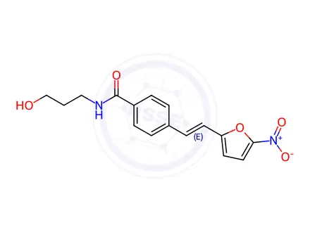 Chemical structure of N-(3-Hydroxypropyl)-4-(2-(5-nitrofuran-2-yl)vinyl)benzamide