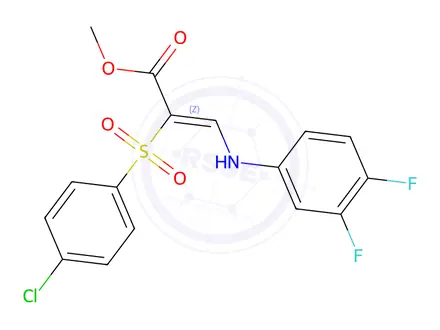 Chemical structure of Methyl (2Z)-2-(4-chlorobenzenesulfonyl)-3-[(3,4-difluorophenyl)amino]prop-2-enoate