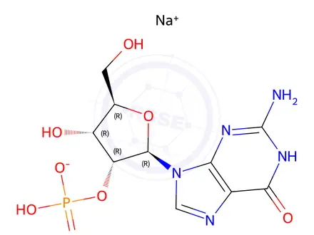 Chemical structure of 2'-Guanylic acid, monosodium salt