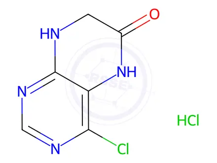 Chemical structure of 4-chloro-5,6,7,8-tetrahydropteridin-6-one hydrochloride