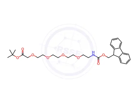 Chemical structure of FmocNH-PEG4-t-butyl acetate