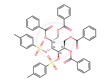 Chemical structure of D-Mannitol, 1,2,5,6-hexabenzoate 3,4-bis(4-methylbenzenesulfonate) (9CI)