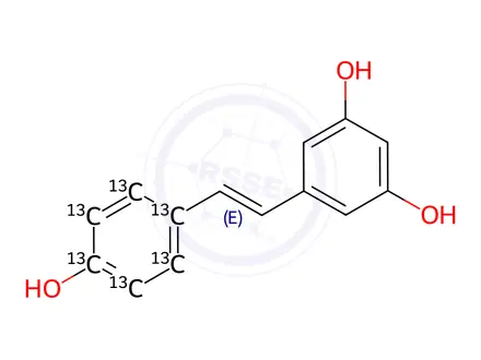 Chemical structure of Resveratrol-(4-Hydroxyphenyl-¹³C₆)