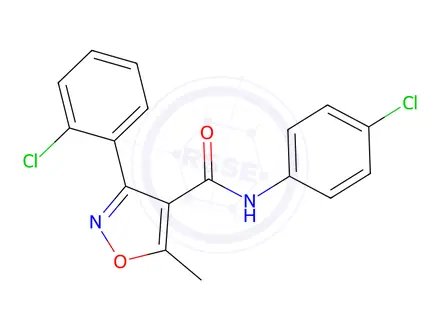 Chemical structure of 3-(2-chlorophenyl)-N-(4-chlorophenyl)-5-methylisoxazole-4-carboxamide