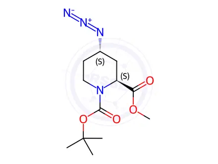 Chemical structure of O1-tert-butyl O2-methyl (2S,4S)-4-azidopiperidine-1,2-dicarboxylate
