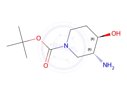 Chemical structure of tert-Butyl (3r,4r)-3-amino-4-hydroxypiperidine-1-carboxylate