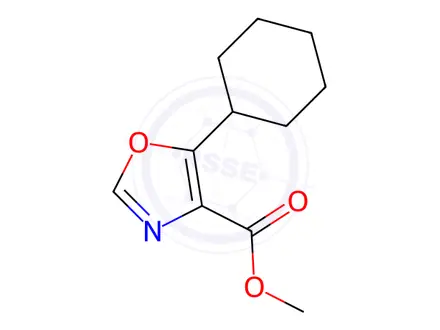 Chemical structure of 4-Oxazolecarboxylic acid, 5-cyclohexyl-, methyl ester