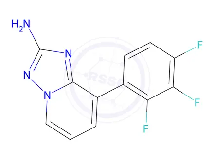 Chemical structure of 8-(2,3,4-trifluorophenyl)-[1,2,4]triazolo[1,5-a]pyridin-2-amine