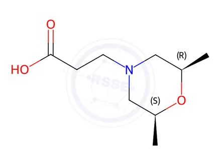 Chemical structure of 3-(2,6-dimethylmorpholin-4-yl)propanoic acid