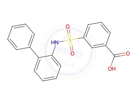 Chemical structure of 3-[(2-phenylphenyl)sulfamoyl]benzoic acid