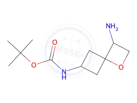 Chemical structure of Tert-butyl (3-amino-1-oxaspiro[3.3]Heptan-6-yl)carbamate