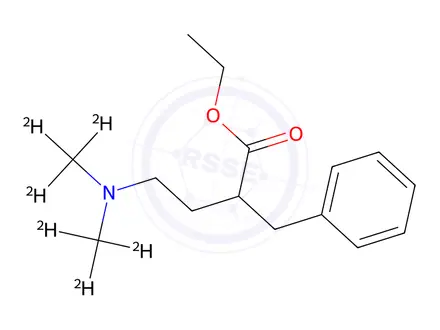 Chemical structure of α-[2-(Dimethylamino-d6)ethyl] Hydrocinnamic Acid Ethyl Ester