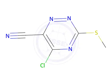 Chemical structure of 5-Chloro-3-(methylthio)-1,2,4-triazine-6-carbonitrile
