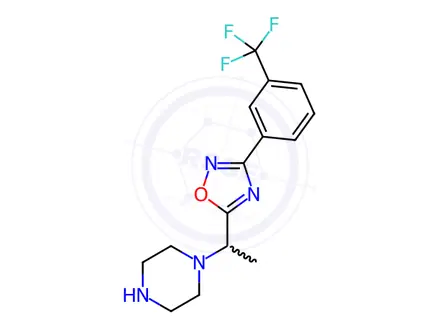Chemical structure of 1-(1-{3-[3-(Trifluoromethyl)phenyl]-1,2,4-oxadiazol-5-yl}ethyl)piperazine Dihydrochloride