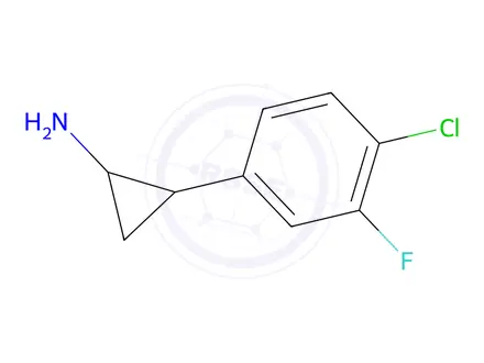 Chemical structure of (1R,2S)-2-(4-chloro-3-fluorophenyl)cyclopropan-1-amine/(1S,2R)-2-(4-chloro-3-fluorophenyl)cyclopropan-1-amine