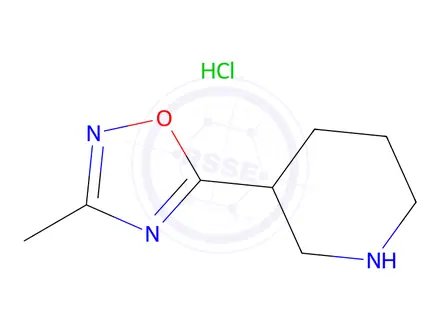 Chemical structure of 3-methyl-5-(piperidin-3-yl)-1,2,4-oxadiazole hydrochloride