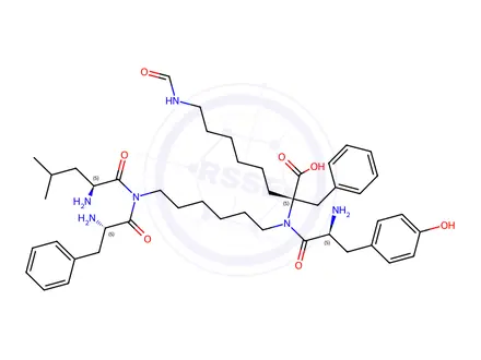 Chemical structure of formyl-aminohexyl-leucyl-phenylalanyl-aminohexyl-tyrosyl-phenylalanine