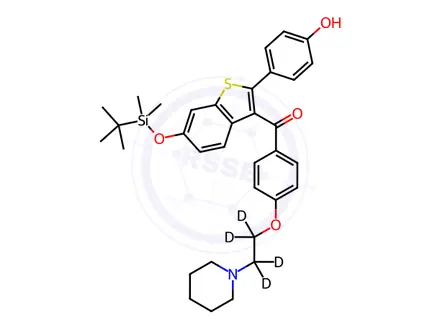 Chemical structure of 6-tert-Butyldimethylsilyl-4’-hydroxy Raloxifene-d4