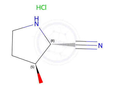 Chemical structure of (2R,3S)-3-hydroxypyrrolidine-2-carbonitrile hydrochloride