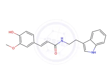 Chemical structure of (E)-N-[2-(3-Indolyl)ethyl]-3-(4-hydroxy-3-methoxyphenyl)acrylamide