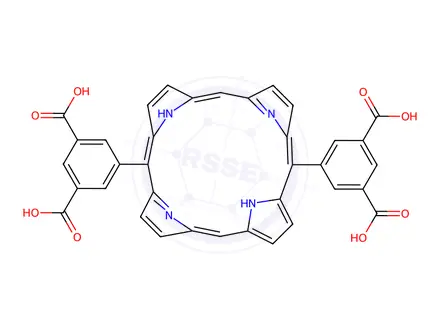 Chemical structure of 1,3-Benzenedicarboxylic acid, 5,5'-(21H,23H-porphine-5,15-diyl)bis-