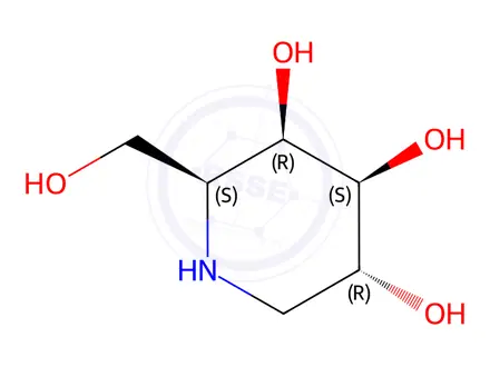 Chemical structure of (2R,3S,4R,5S)-2-(hydroxymethyl)piperidine-3,4,5-triol