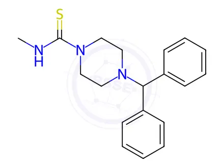 Chemical structure of (4-(Diphenylmethyl)piperazinyl)(methylamino)methane-1-thione