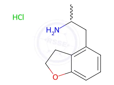 Chemical structure of 2,3-Dihydro-a-methyl-4-benzofuranethanamine Hydrochloride